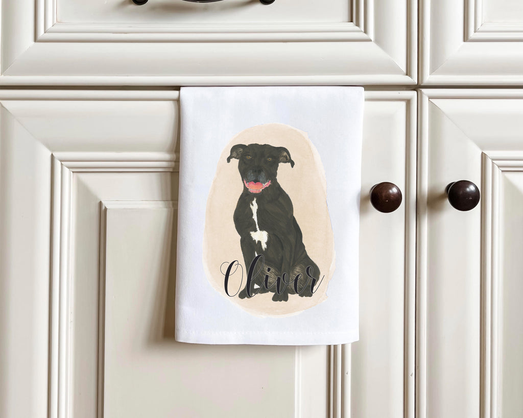 Personalized Pitbull (Black) Tea Towel (Set of 2)