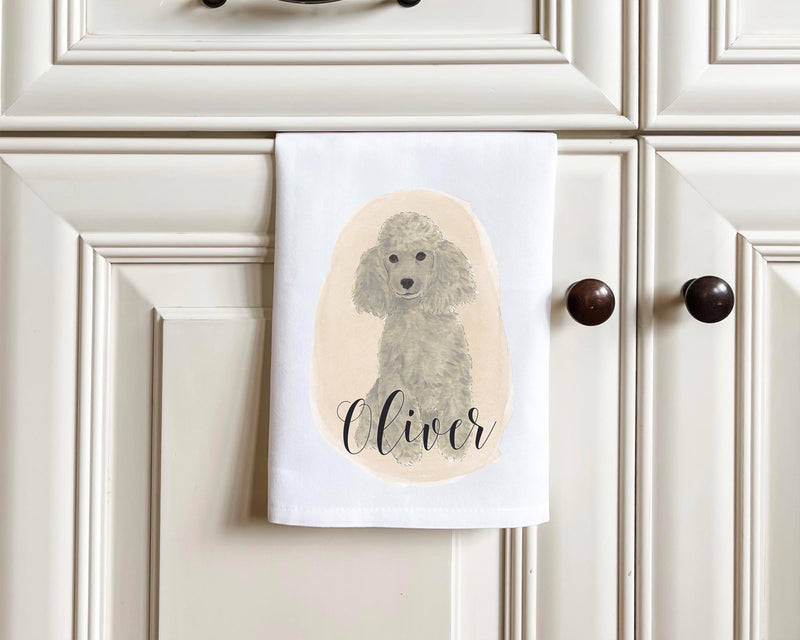 Personalized Poodle (Grey) Tea Towel (Set of 2)