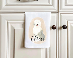 Personalized Old English Sheepdog Tea Towel (Set of 2)