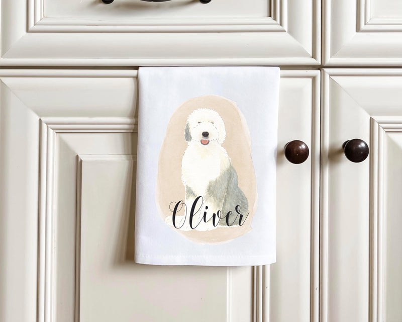 Personalized Old English Sheepdog Tea Towel (Set of 2)