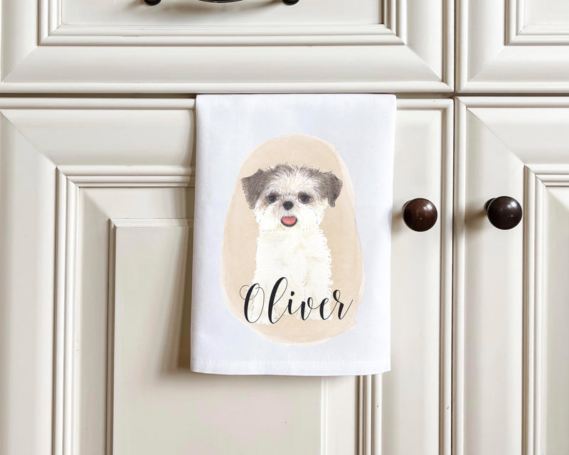 Personalized Shih Tzu (Brown & White) Tea Towel (Set of 2)