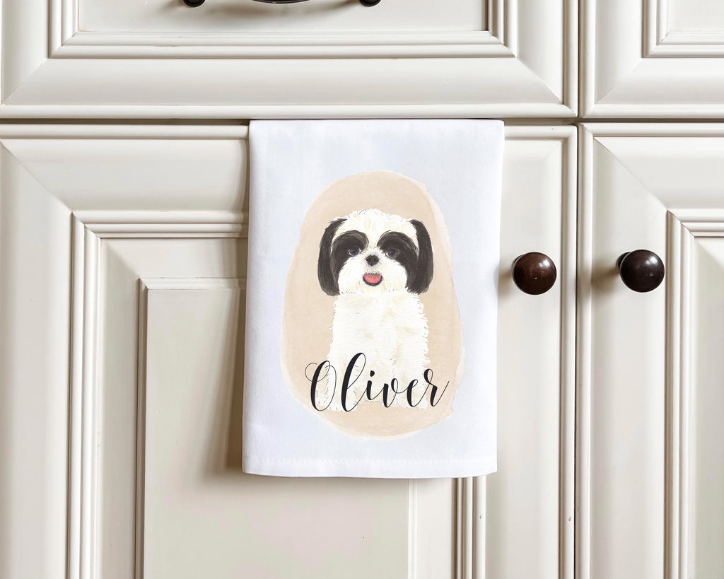 Personalized Shih Tzu (Black & White) Tea Towel (Set of 2)
