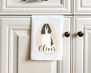 Personalized English Springer Spaniel (Black & White) Tea Towel (Set of 2)