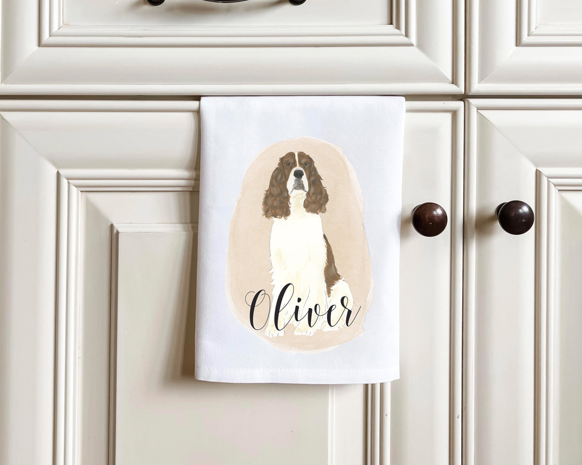 Personalized English Springer Spaniel (Liver & White) Tea Towel (Set of 2)