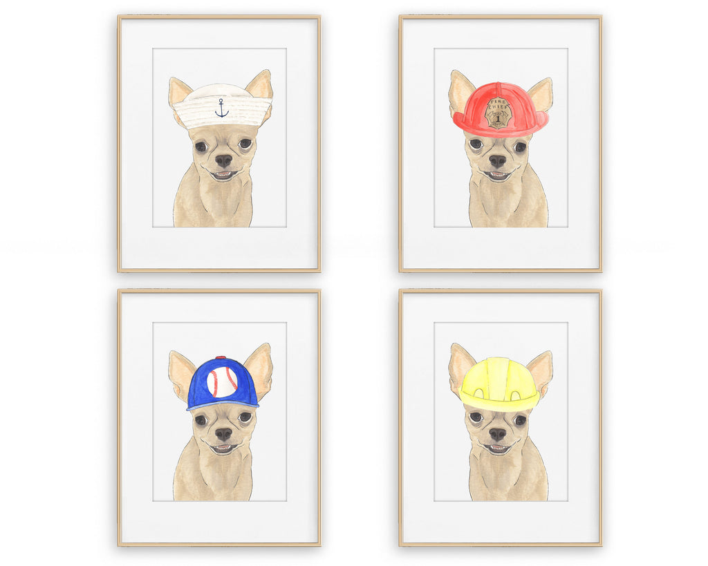 Chihuahuas in Hats Prints