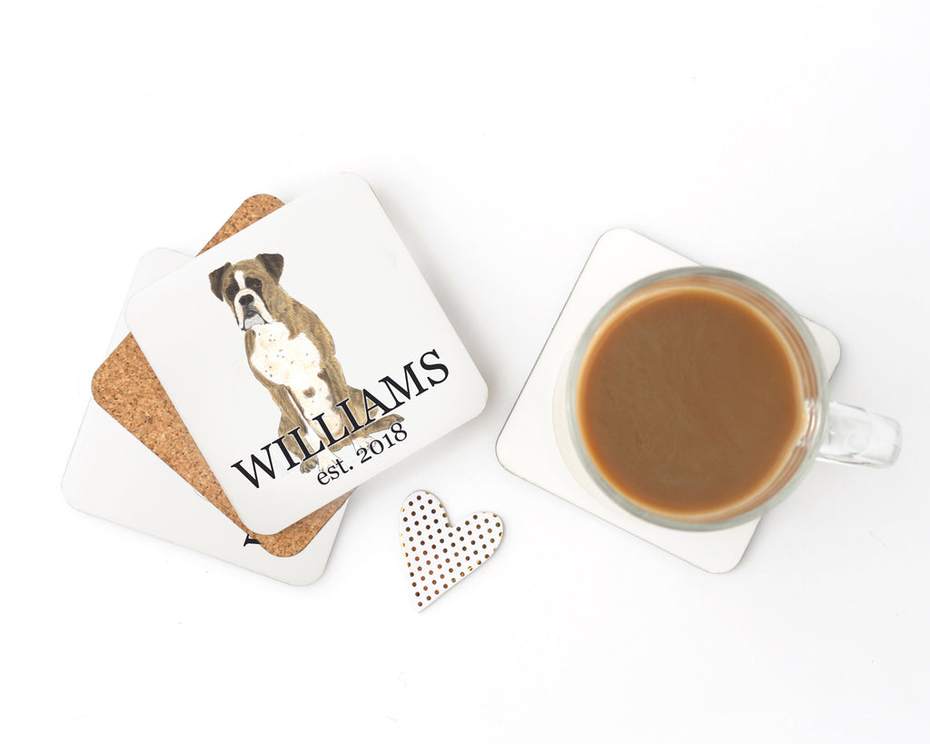 Personalized Boxer (Brindle) Cork Back Coasters