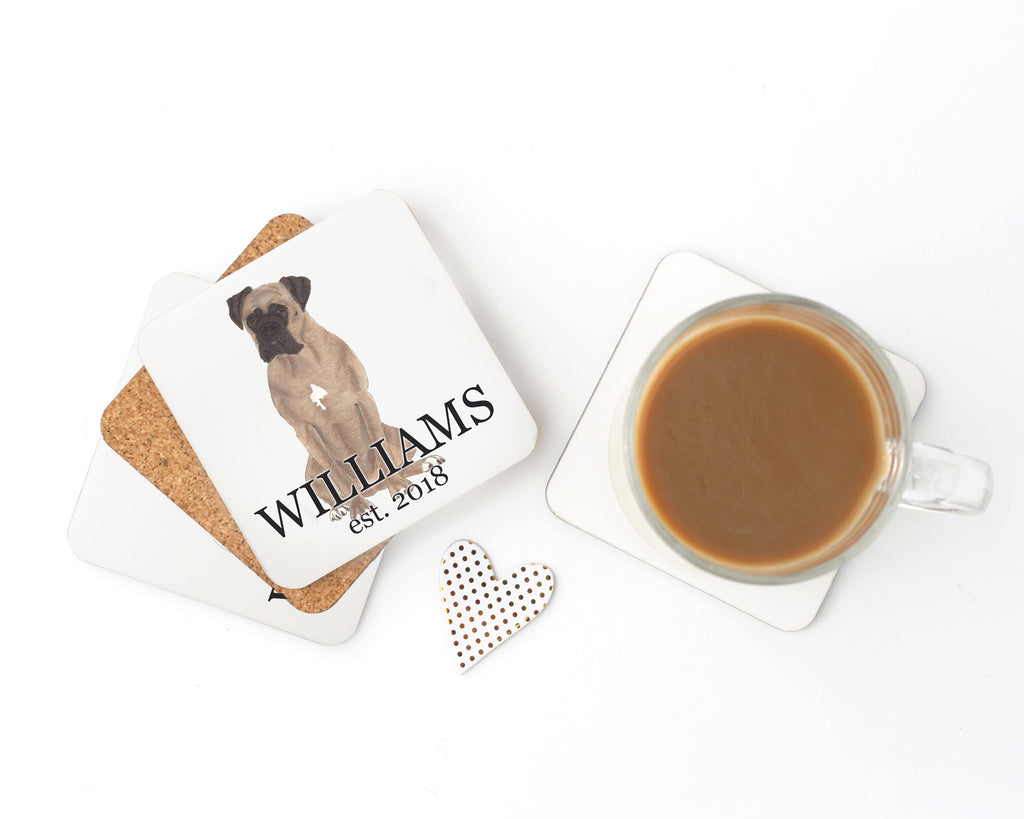 Personalized Boxer (Fawn) Cork Back Coasters