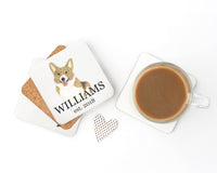 Personalized Corgi (Fawn) Cork Back Coasters