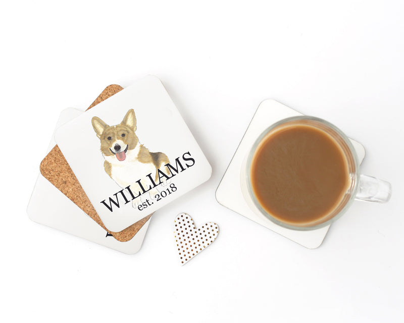 Personalized Corgi (Fawn) Cork Back Coasters