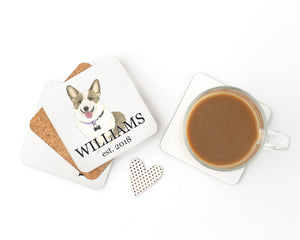 Personalized Corgi (Brown) Cork Back Coasters