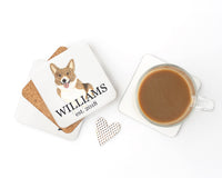 Personalized Corgi (Red) Cork Back Coasters