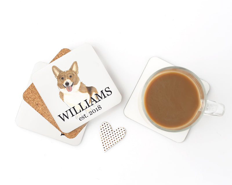 Personalized Corgi (Red) Cork Back Coasters