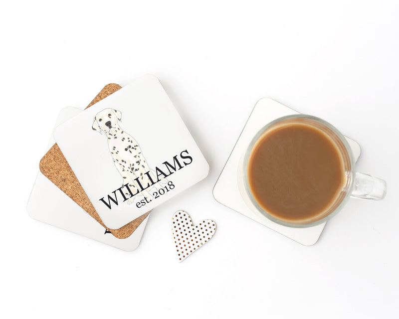 Personalized Dalmatian Cork Back Coasters