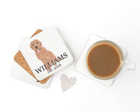 Personalized Golden Doodle (Apricot) Cork Back Coasters