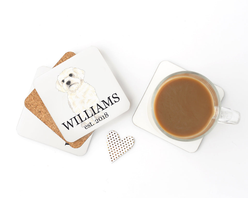 Personalized Maltese Cork Back Coasters