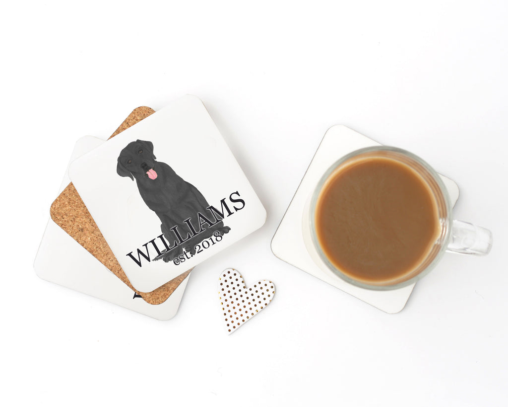 Personalized Labrador (Black) Cork Back Coasters