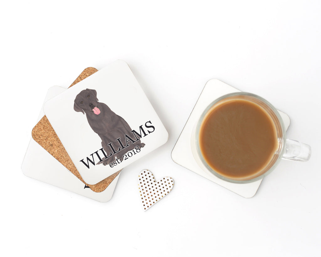 Personalized Labrador (Chocolate) Cork Back Coasters