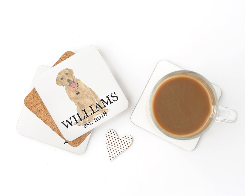 Personalized Labrador (Dudley) Cork Back Coasters