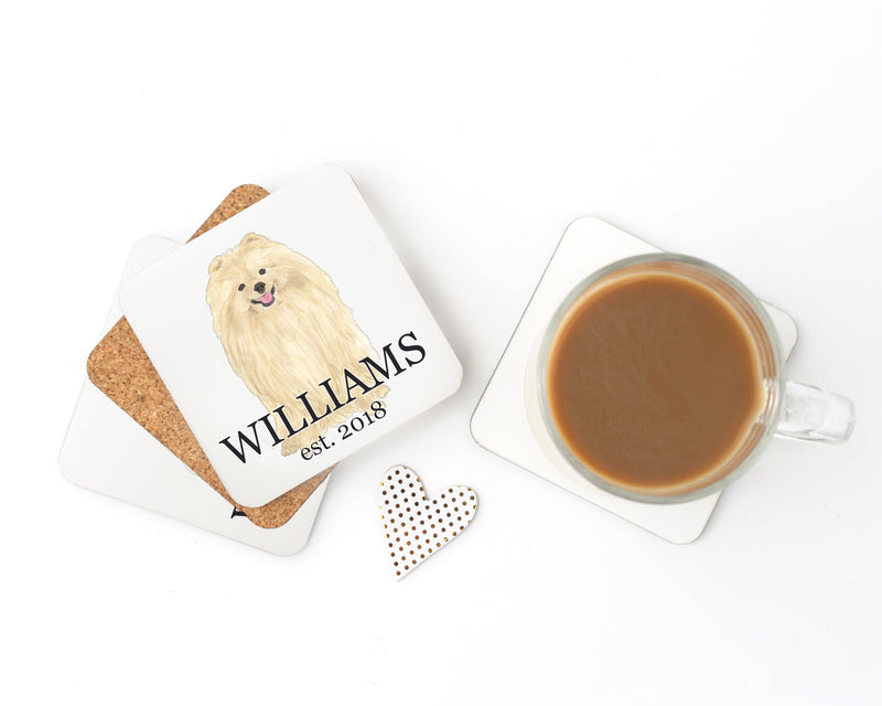 Personalized Pomeranian Cork Back Coasters