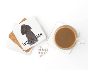 Personalized Poodle (Black) Cork Back Coasters