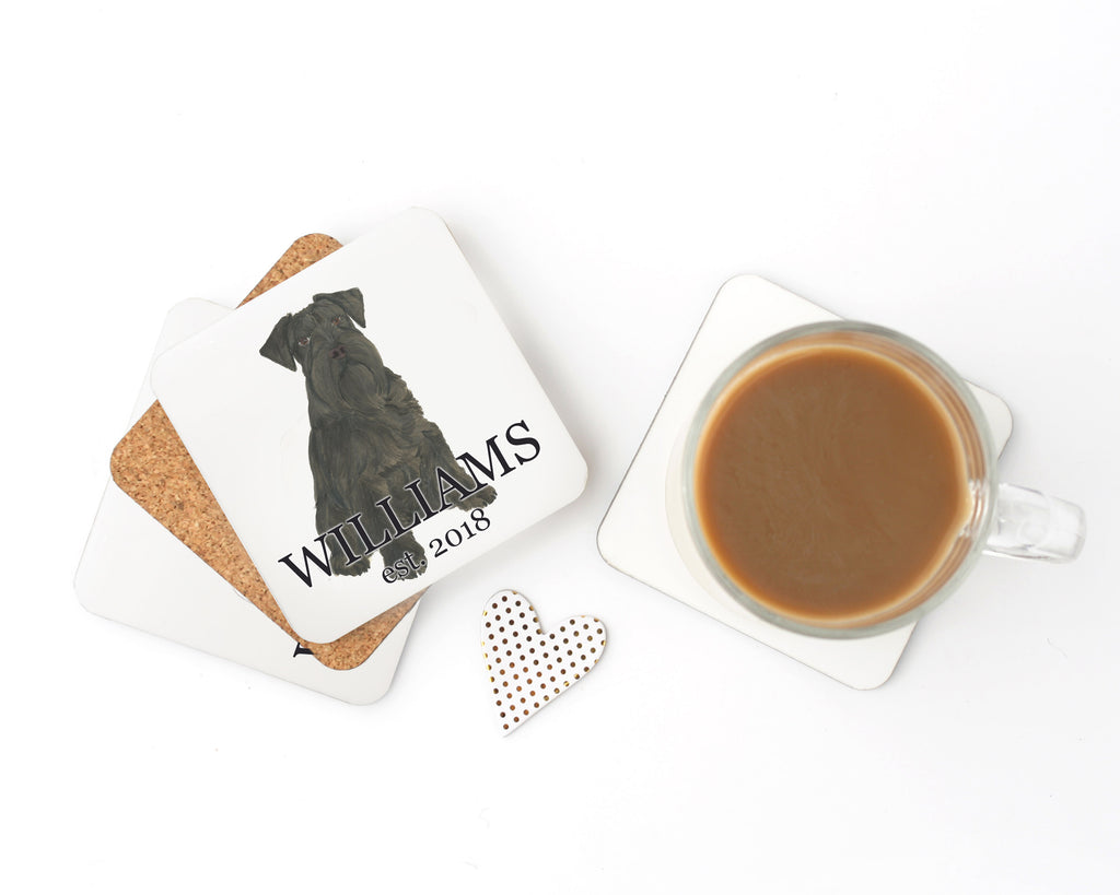 Personalized Schnauzer (Black) Cork Back Coasters
