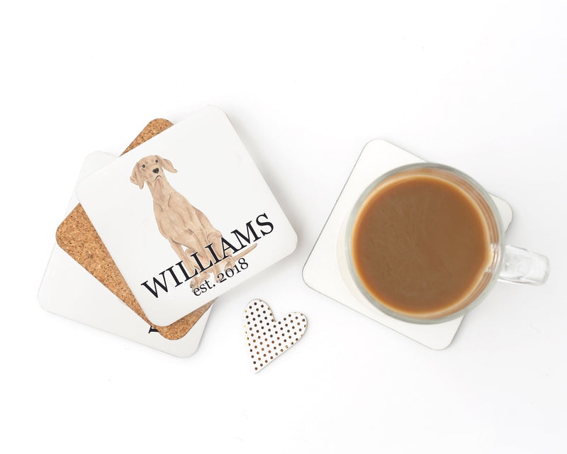 Personalized Vizsla Cork Back Coasters