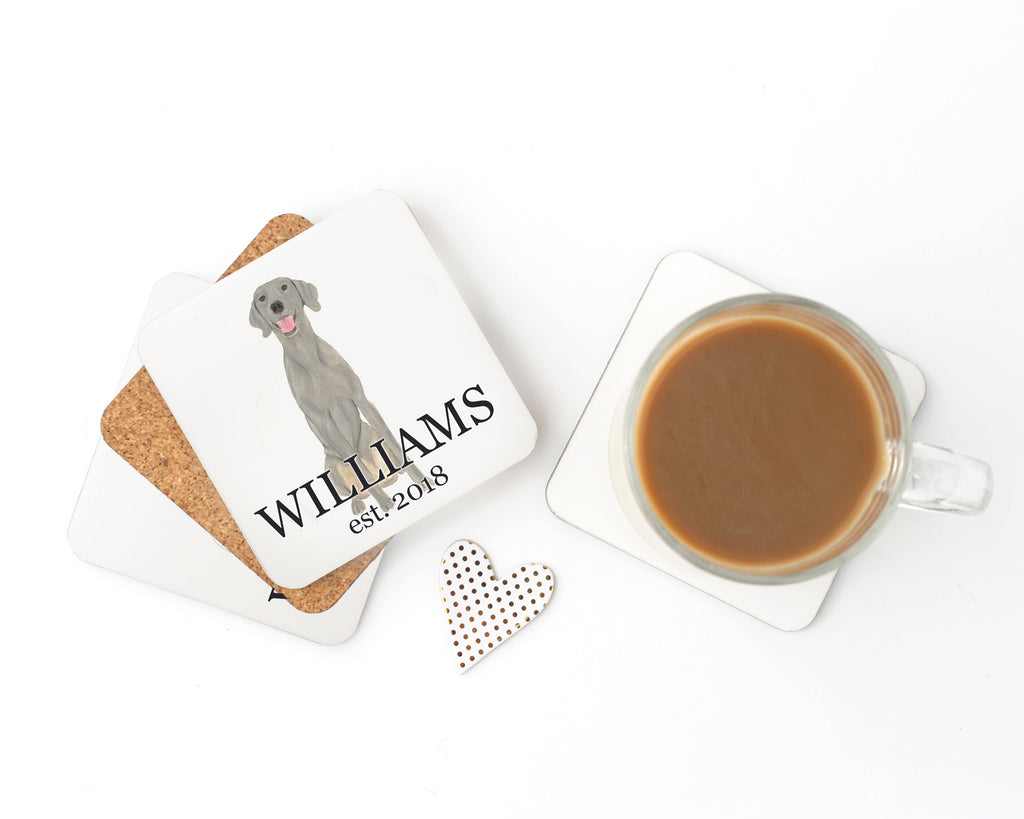 Personalized Weimaraner Cork Back Coasters