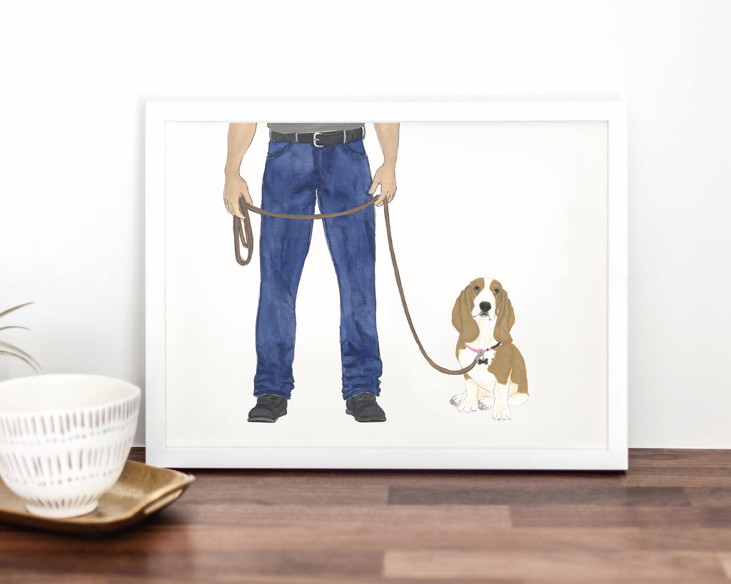 Custom Basset Hound Dog Dad Fine Art Print