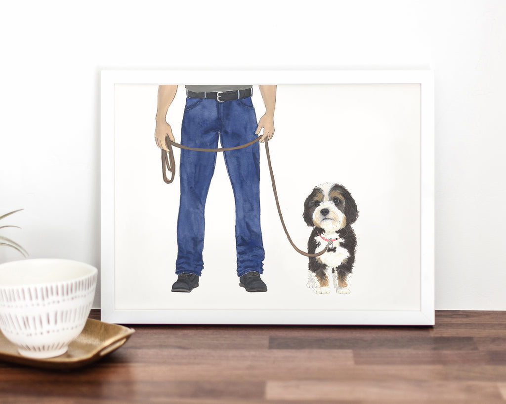 Custom Bernedoodle Dog Dad Fine Art Print