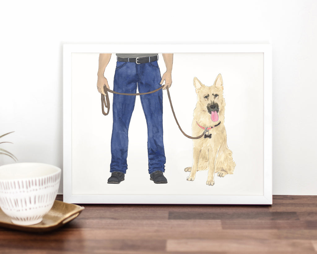 Custom German Shepherd (Black & Tan) Dog Dad Fine Art Print