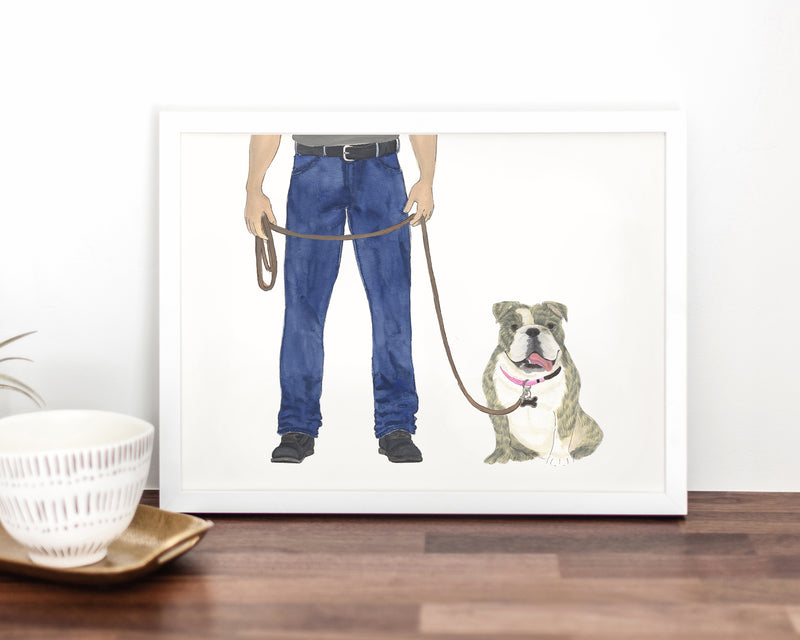 Custom English Bulldog (Brindle) Dog Dad Fine Art Print