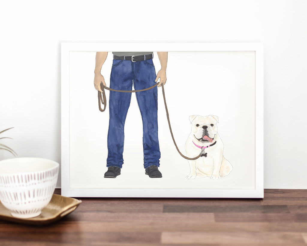 Custom English Bulldog (White) Dog Dad Fine Art Print
