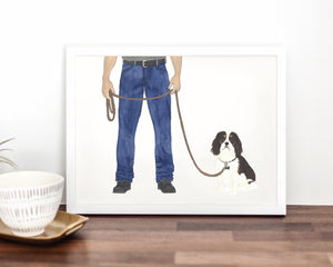 Custom Cavalier King Charles Spaniel (Tricolor) Dog Dad Fine Art Print