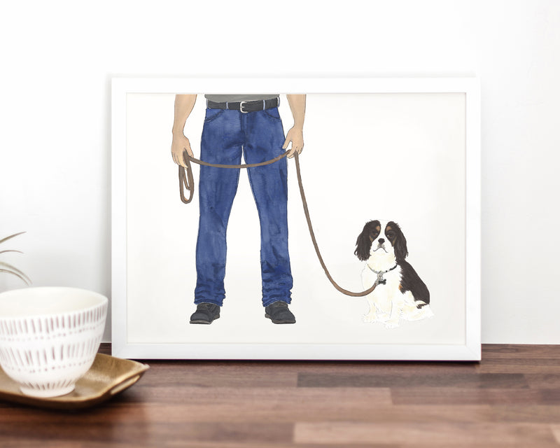 Custom Cavalier King Charles Spaniel (Tricolor) Dog Dad Fine Art Print