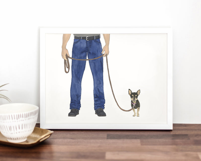Custom Chihuahua (Short Haired, Black & Tan) Dog Dad Fine Art Print
