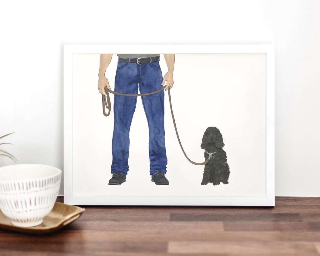 Custom Cocker Spaniel (Black) Dog Dad Fine Art Print