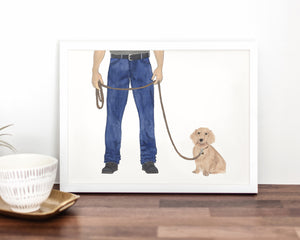 Custom Dachshund (Long Haired, Red) Dog Dad Fine Art Print