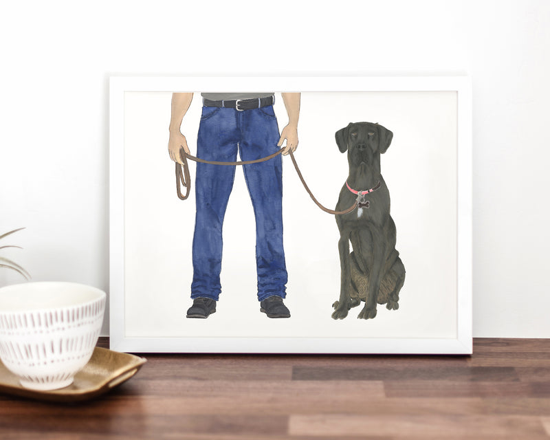 Custom Great Dane (Black) Dog Dad Fine Art Print