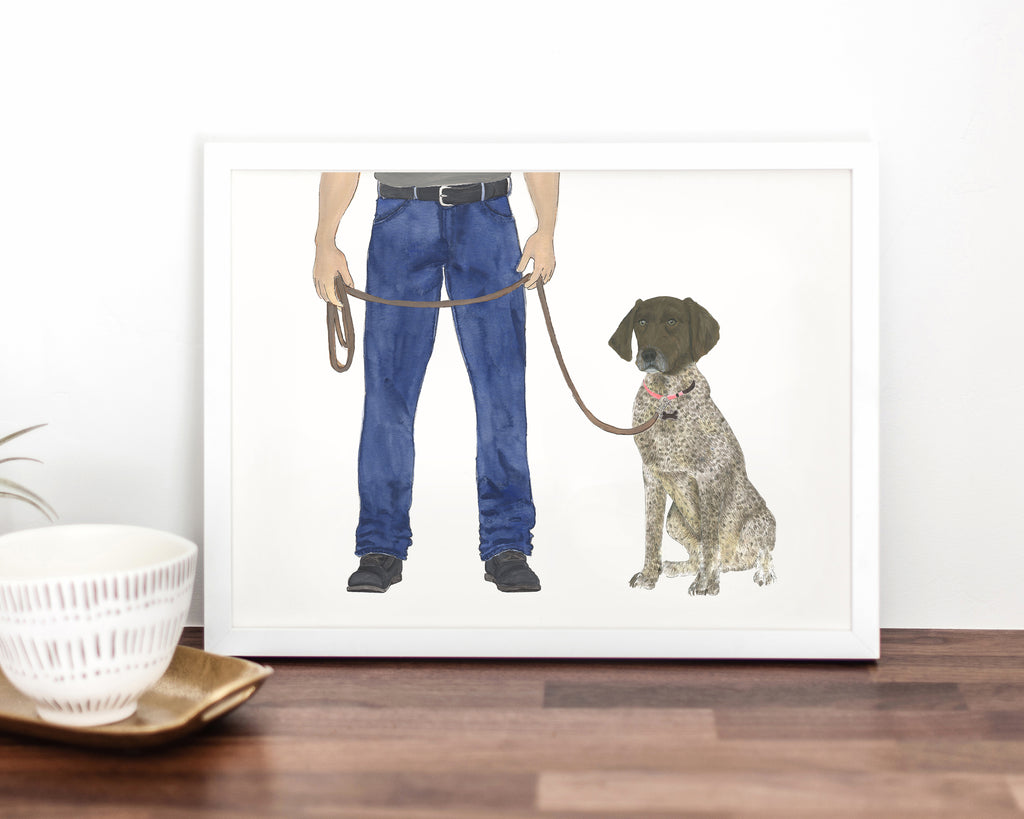 Custom German Shorthaired Pointer (Liver & White) Dog Dad Fine Art Print