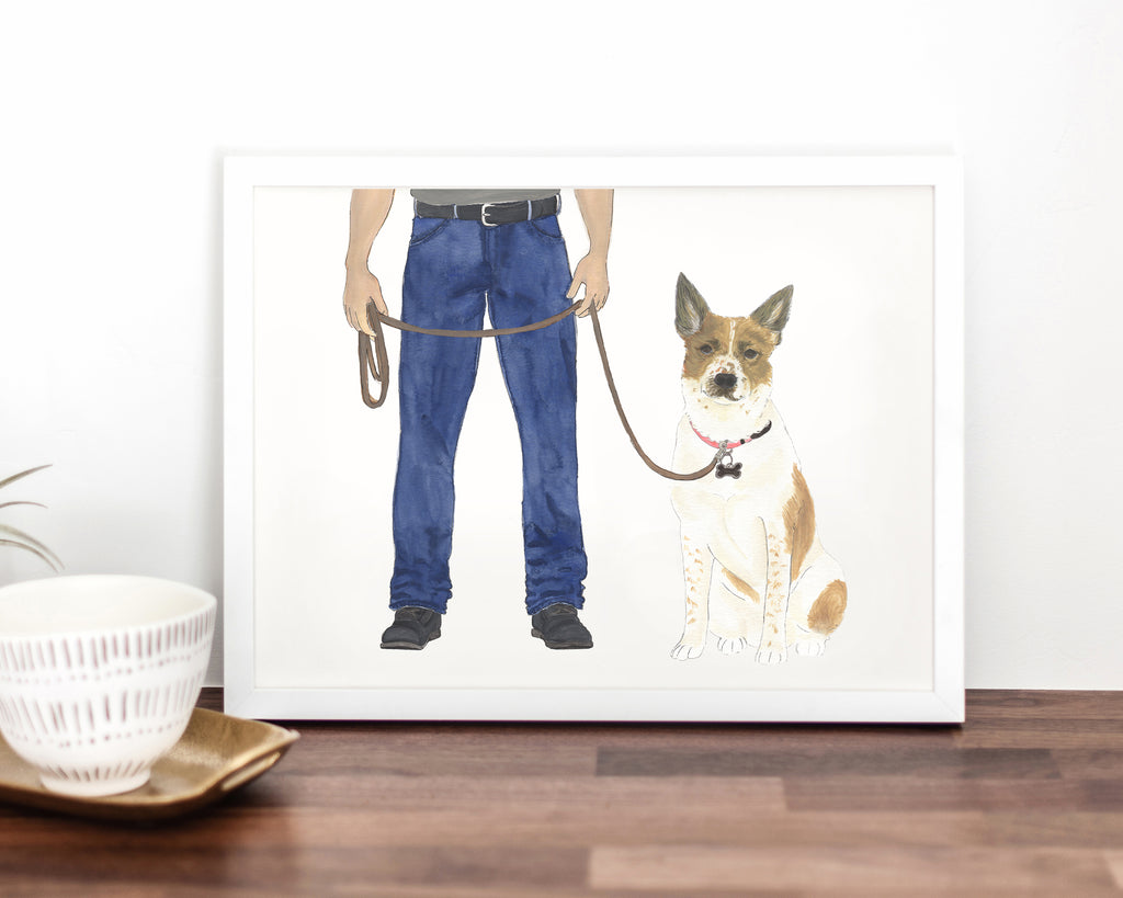 Custom Cattledog Heeler (Red & White) Dog Dad Fine Art Print