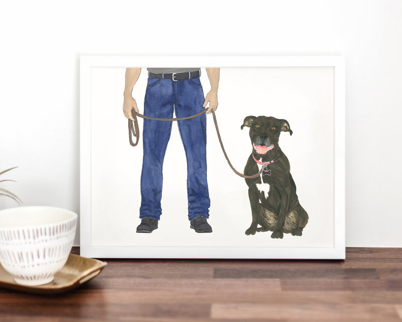 Custom Pitbull (Black) Dog Dad Fine Art Print