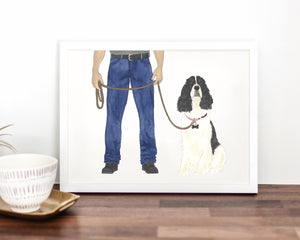 Custom English Springer Spaniel (Black & White) Dog Dad Fine Art Print