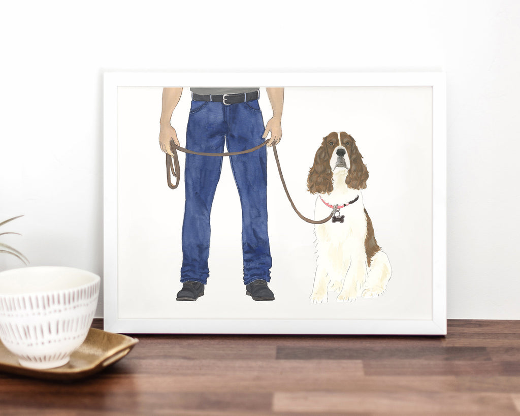Custom English Springer Spaniel (Red & White) Dog Dad Fine Art Print