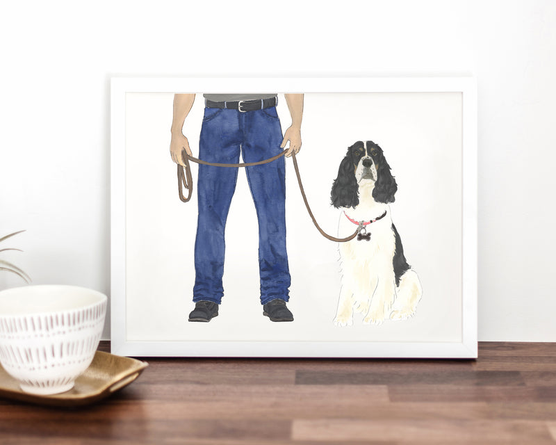 Custom English Springer Spaniel (Tricolor) Dog Dad Fine Art Print
