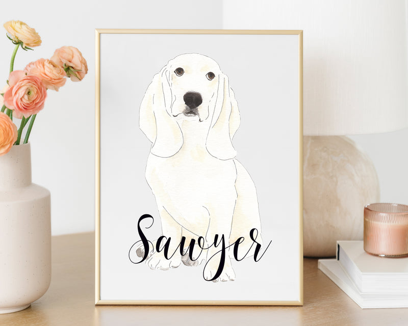Personalized Basset Hound Fine Art Print