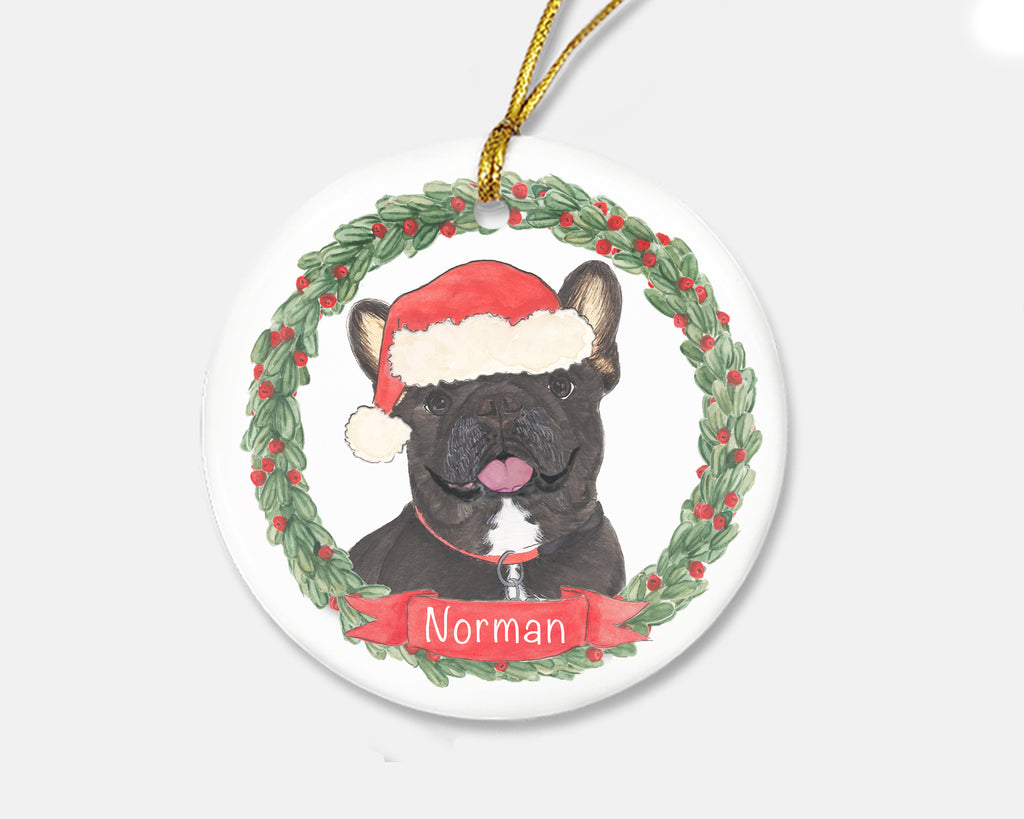 Personalized Frenchie (Black & Tan Tricolor) Christmas Ornament
