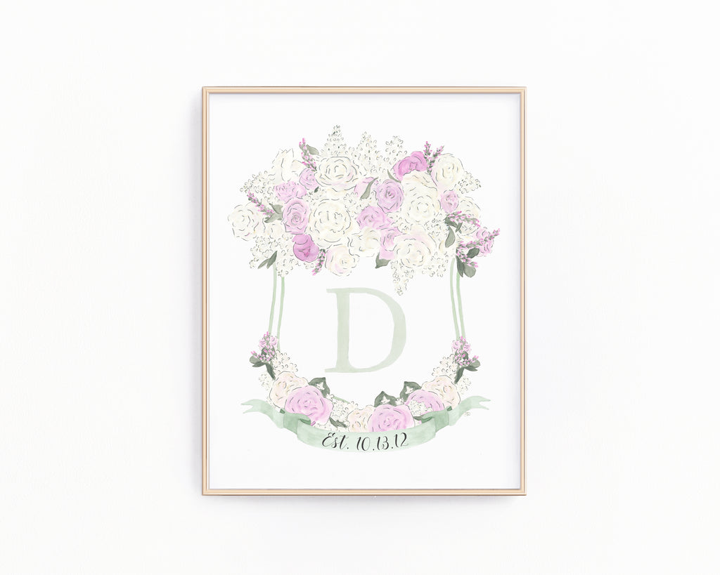 Custom Family Crest Fine Art Print (Hydrangeas)