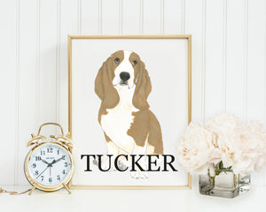Personalized Basset Hound Fine Art Prints