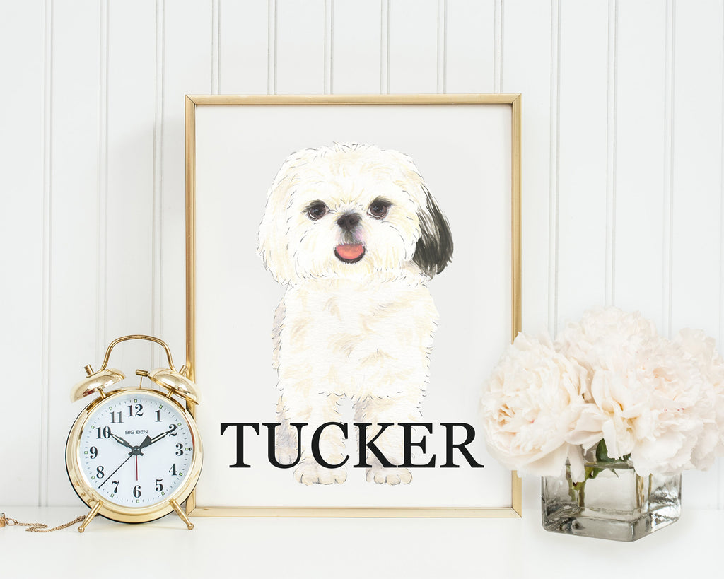 Personalized Shih Tzu (Black & White) Fine Art Prints