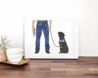 Dog Dad & Black Lab Walkin' Fine Art Print